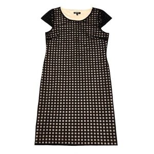 Vintage Sheer Black and Nude Plaid Dress